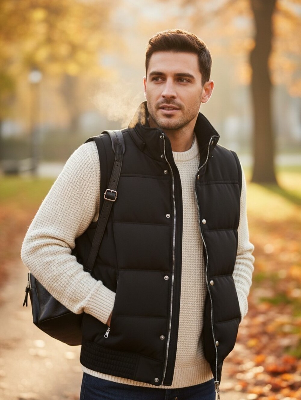 Calvin Klein Black Performance Puffer Vest with Detachable Hood